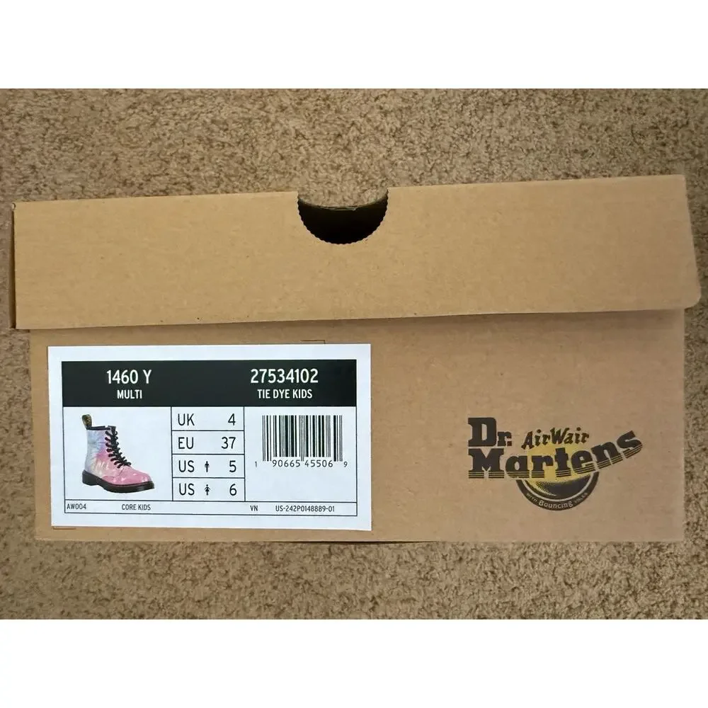 Dr. Marten’s Multi Color Tie Dye Side Zipper Lace Up Girls’ Combat Boots Size 6